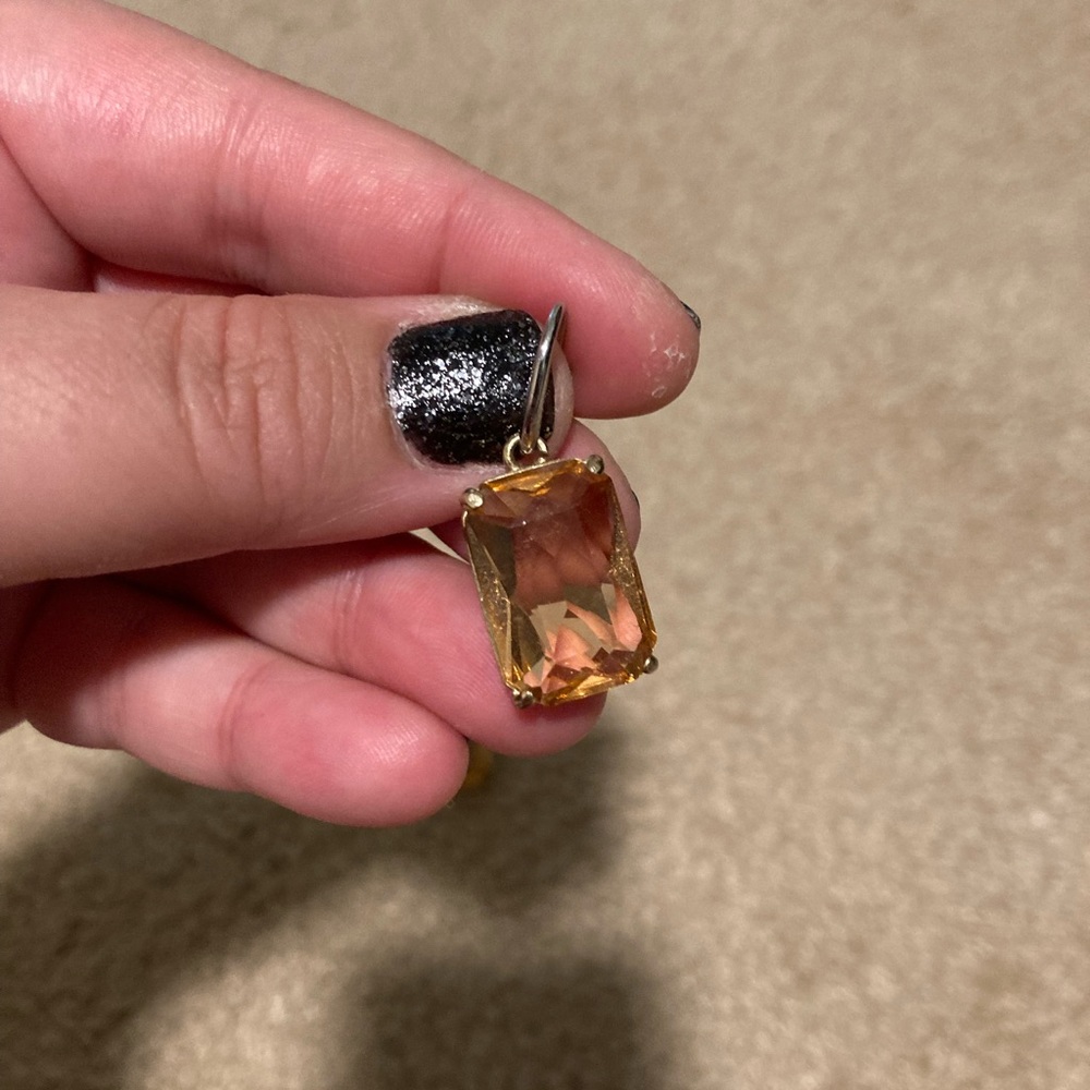 FOSSIL Emerald cut citrine hanging earrings